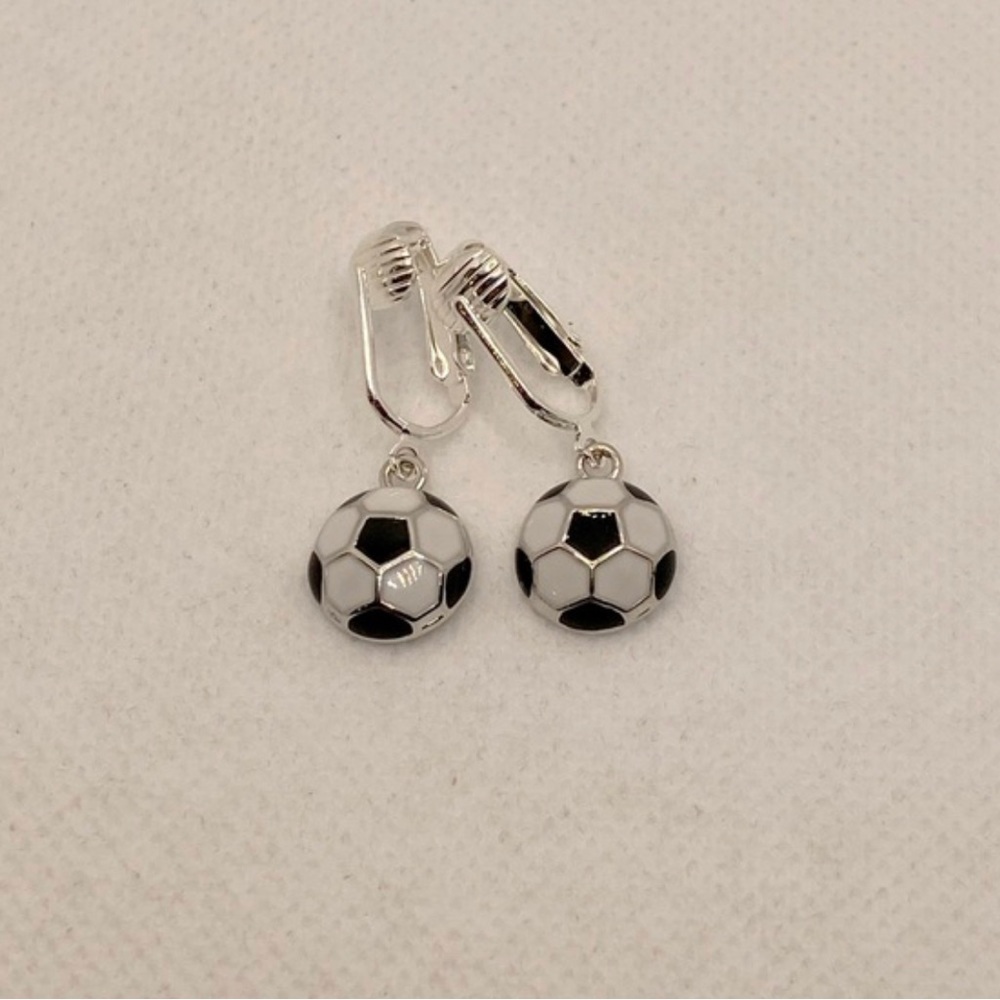 Fun Soccer Clip On Earrings for Girls